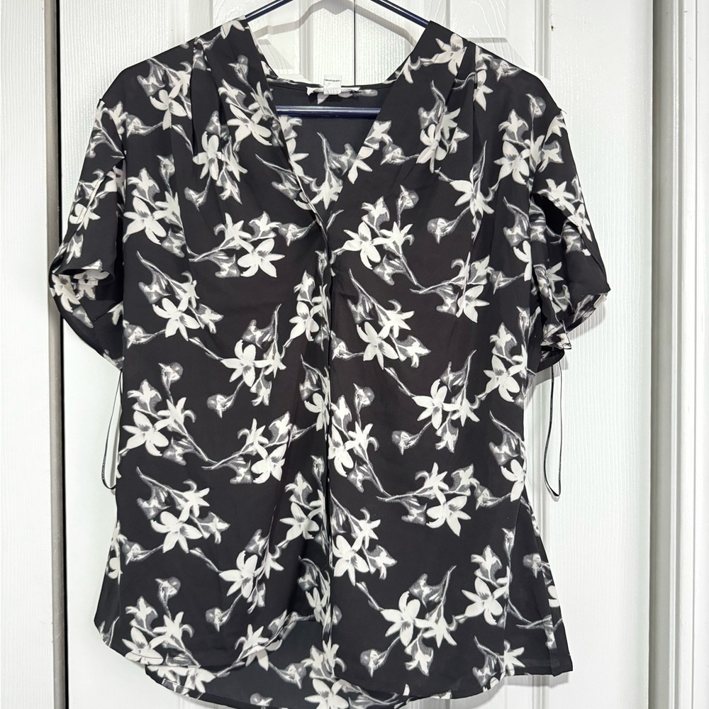 Calvin Klein Black and White Floral Blouse